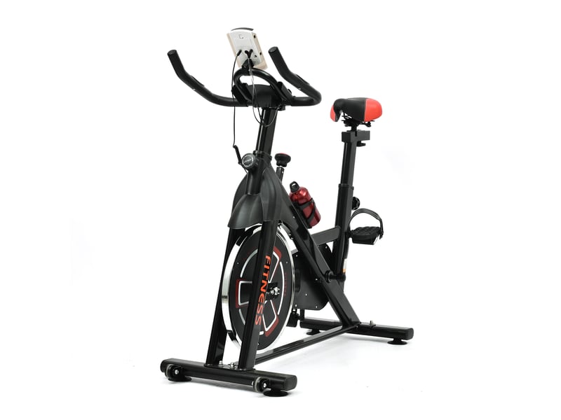 Vélo de Spinning Indoor avec Roue d’Inertie 10 kg, Écran LCD, Capteur de Pouls et Résistance Réglable  - Conforama A