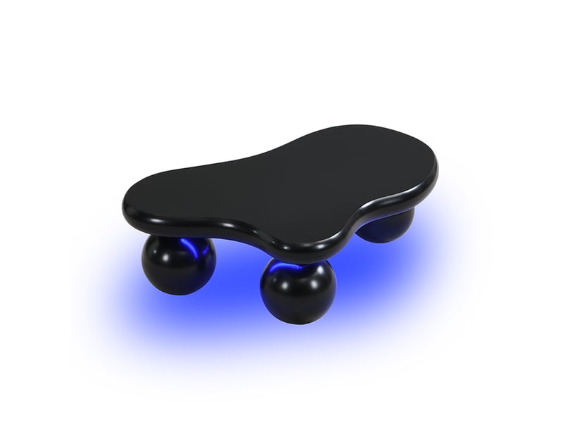  Table basse noire en forme de nuage, led 16 couleurs, mdf, 95 x 62,5 x 32 cm  - Conforama A