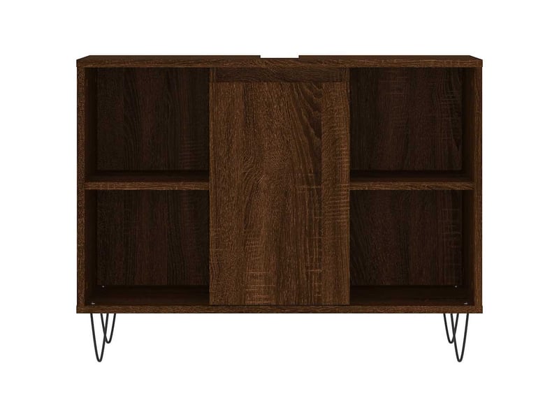  Meuble salle de bain rangement, commode chêne marron 80x33x60cm bois d'ingénierie shl2282  - Conforama E