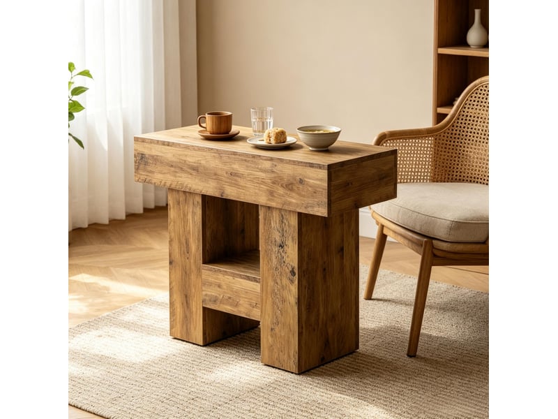  Table d’appoint 80x30x50 cm rangement ouvert mdf marron  - Conforama B