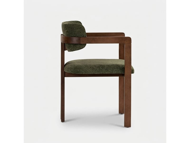  Chaise de design en bois et tissu pour salle à manger toscana noce scuro - vert foncé  - Conforama C