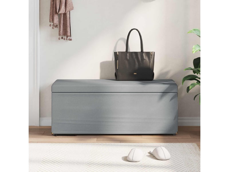  Tabouret bas, ottoman gris clair 101x41x40 cm tissu et bois stratifié  - Conforama C