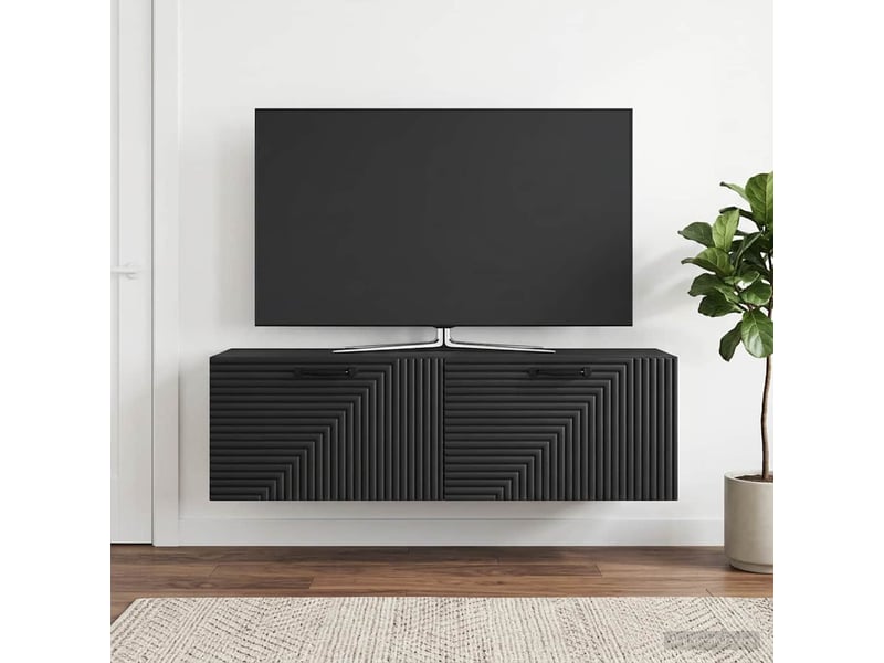  Meuble tv - banc tv - meuble de rangement mural noir 98 x 31 x 30 cm bois d'ingénierie  - Conforama D