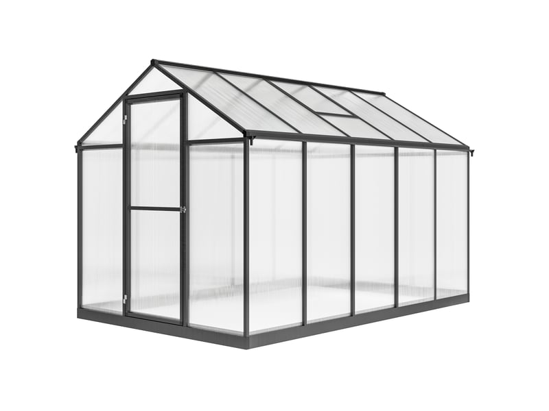  Serre de jardin en aluminium polycarbonate, serre avec fenêtres supérieures réglables 303x183x195cm transparent  - Conforama B