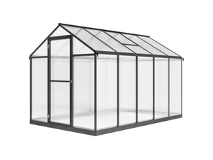 Serre de jardin en aluminium polycarbonate, serre avec fenêtres supérieures réglables 303x183x195cm transparent