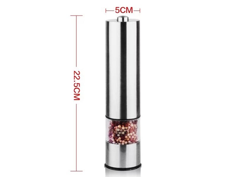  Moulin à poivre électrique en acier inoxydable avec tête plate pour moulin à sel  - Conforama D