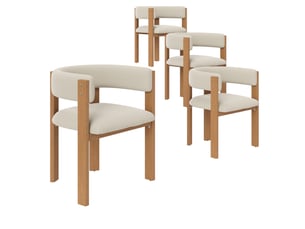 Lot de 4 chaises de salle à manger 47x48x72,5 cm, beige+naturel, métal, mobilier de salon, meuble cuisine, rembourrage épais