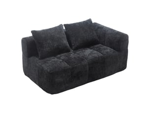 Canapé droit fixe <strong>MERAX</strong> <strong>canapé compressible</strong> 2 places Tissu noir