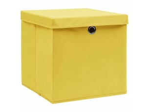 Boîtes de rangement avec couvercles 10 pcs 28x28x28 cm jaune
