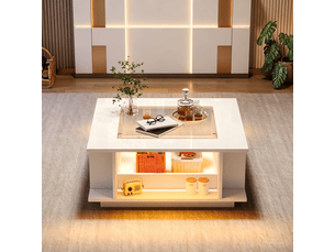 Table basse carré(e) coloris blanc <strong>KORFEE</strong> <strong></strong> - 70 cmx70 cm