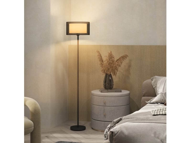  Lampadaire 33x33x152,5 cm avec interrupteur au pied métal noir  - Conforama D