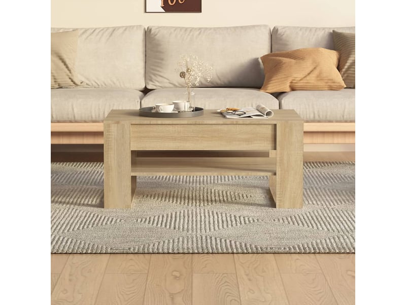  Table basse rectangulaire | table de salon chêne sonoma 102x55x45 cm bois d'ingénierie  - Conforama E