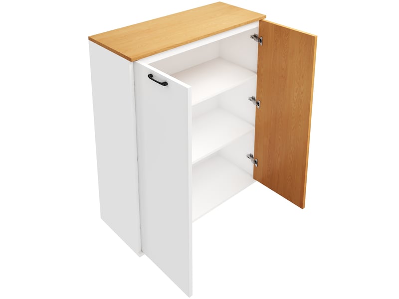  Armoire de rangement 80 x 40 x 110 cm – blanc et chêne clair – portes à fermeture douce, style scandinave  - Conforama D