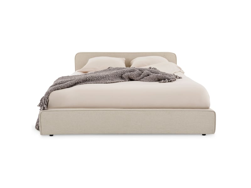 Lit simple belarti 120 x 190 cm rembourré, revêtement en tissu - beige - Conforama A