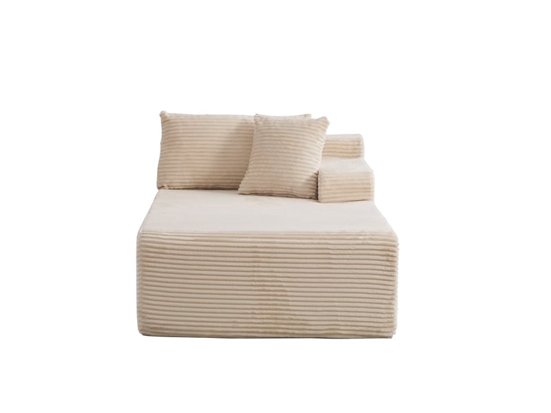 Méridienne modulable salon contemporain en tissu chenille beige avec fonction allongeur confortable - Conforama A