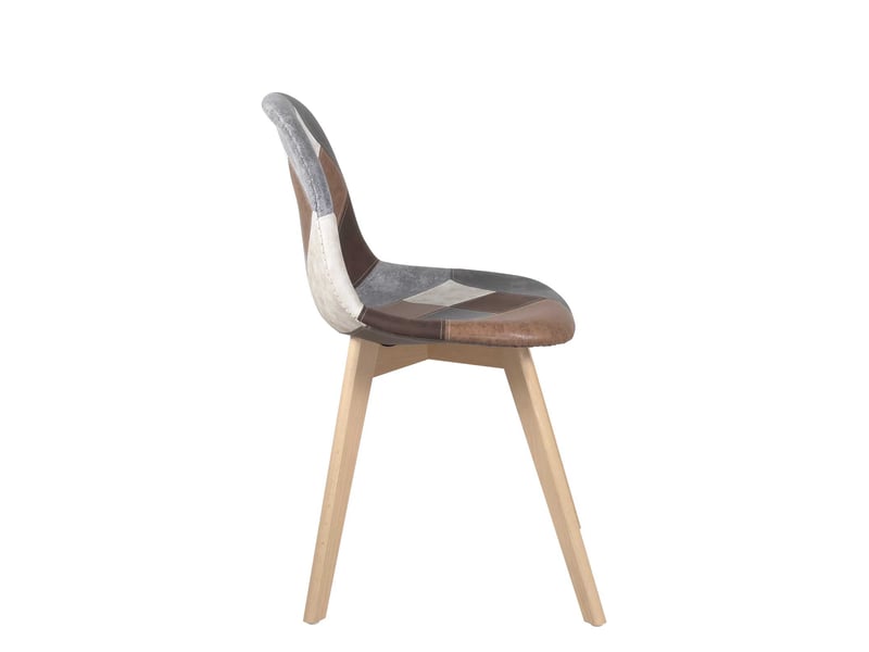  Lot de 2 chaises scandinaves nada en tissu patchwork marron avec pieds en bois clair 363-NADA - Conforama D