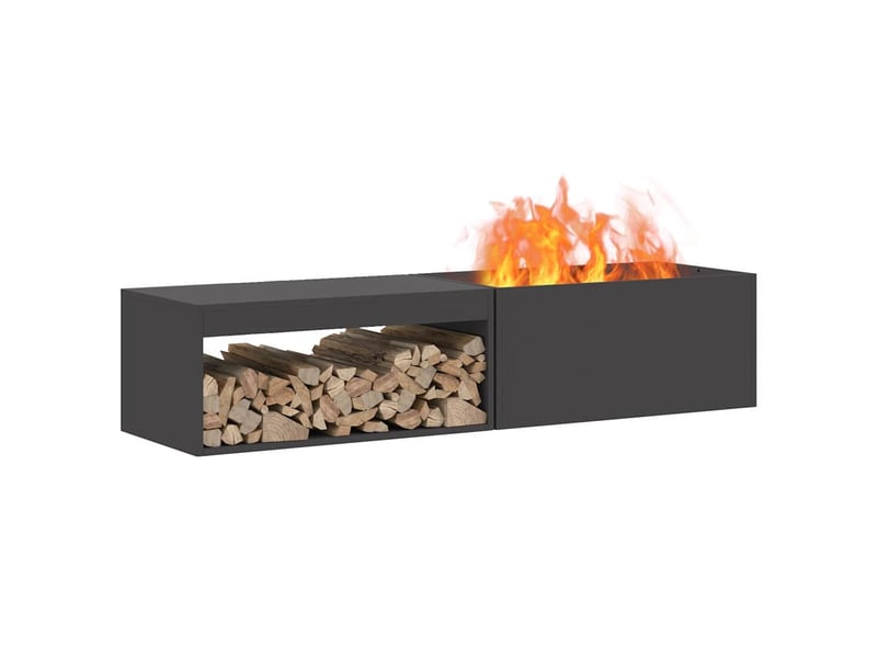  Brasero exterieur, foyer noir 160x45x35 cm acier patiné  - Conforama C