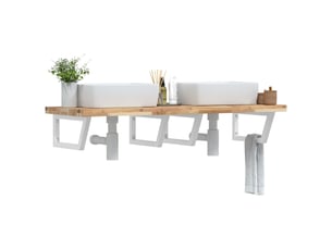 Étagère de vasque murale acier et bois massif d'acacia shl5544