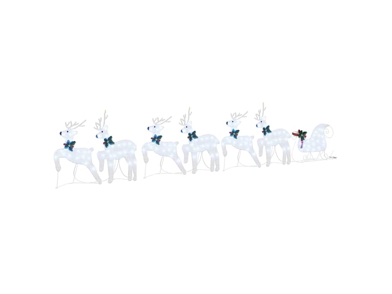Lot de 7 rennes led, éclairage de noël, décoration de noël argenté 43 x 18 x 66 cm tissu cf62097 - Conforama A