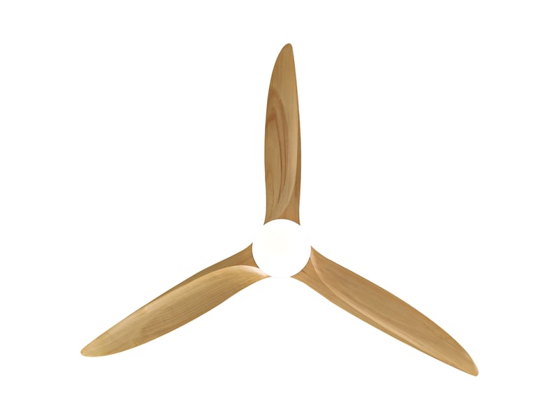  Ventilateur de plafond 60 pouces led dimmable, moteur dc réversible, bois naturel et blanc  - Conforama D