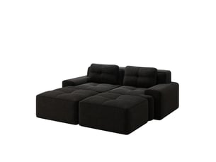 Canapé modulable 2 places 204x177x69 cm avec ottomans en velours côtelé noir