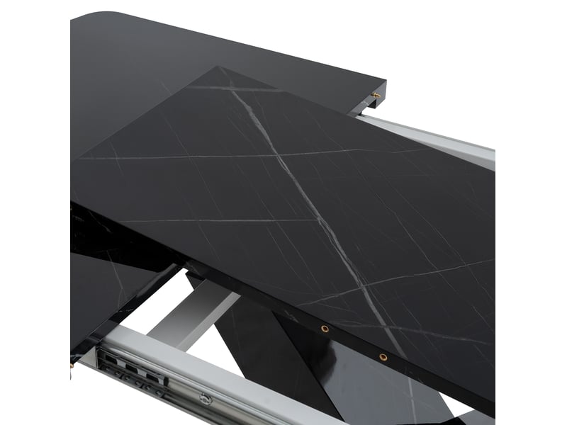  Table à manger en mdf et métal noir, rectangulaire, 160 x 80 x 76,5 cm  - Conforama W