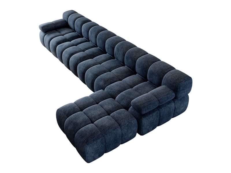  Canapé d'angle en l 400 cm, sans montage, mousse compressée, pour salon, chambre et appartement, bleu  - Conforama A