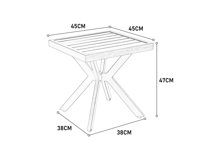  Table d’appoint carré en aluminium brun foncé, extérieur, patio, jardin, piscine, résistant intempéries  - Conforama C