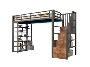 Lit mezzanine 90x200 cm OKWISH coloris noir