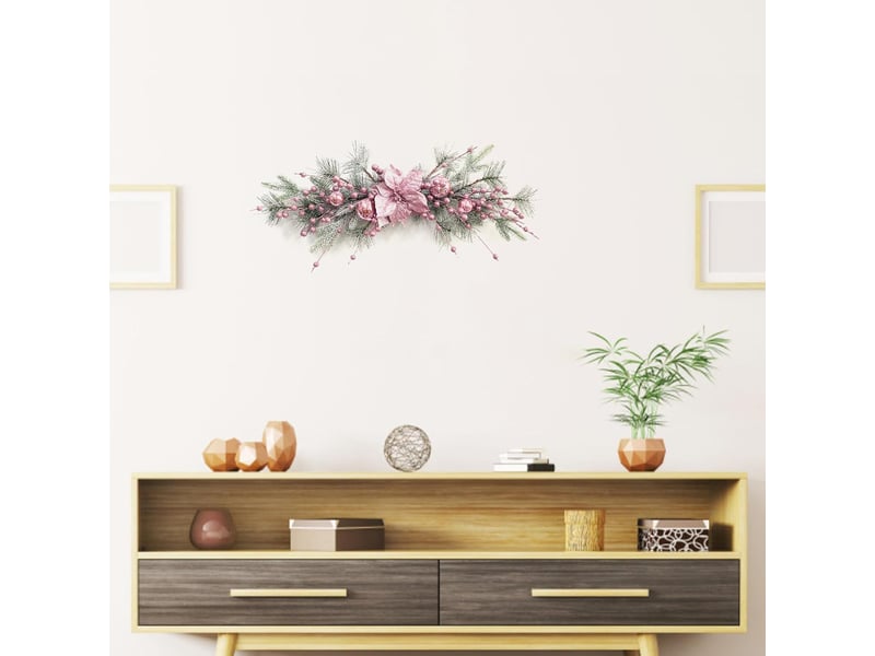  Guirlande de noël suspendue 70 cm en forme de goutte avec boules décoratives, couronne de porte intérieur extérieur  - Conforama E