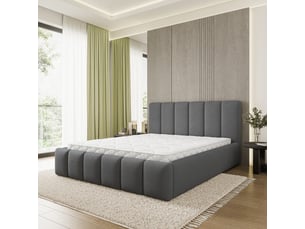 Lit coffre 200x200 cm <strong>MASSENO</strong> <strong></strong> coloris gris