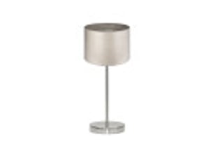 Fabrilamp tania lampe à poser nickelé effet bois gris, abat-jour textile effet bois, 1 x e14, 42 cm