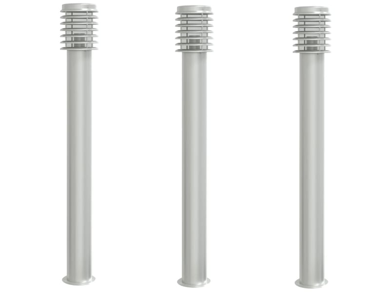 Lampadaires d'extérieur 3 pcs argenté 110 cm acier inoxydable argent 02_0042556  - Conforama A