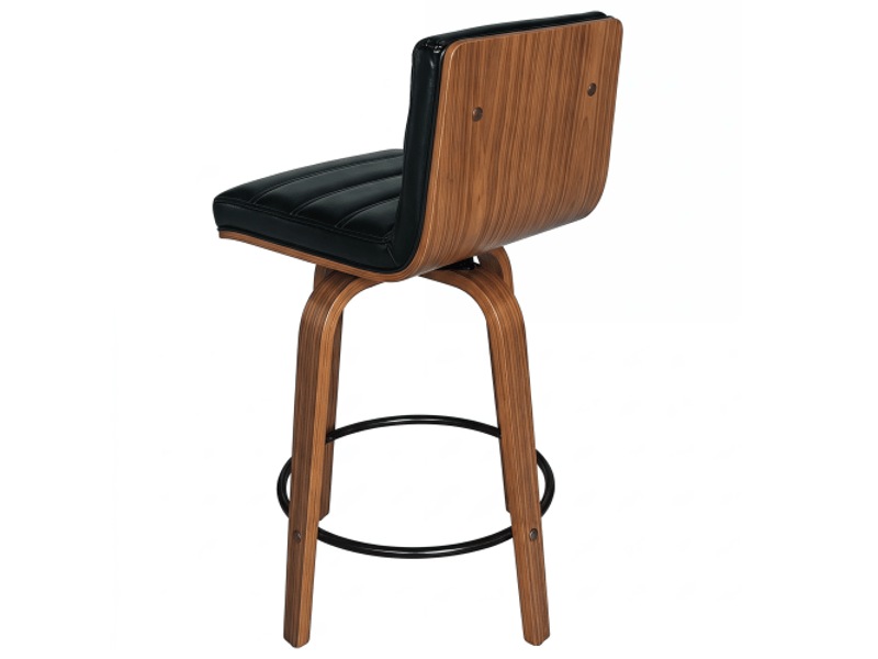  Tabouret de bar pivotant cuir pu – siège 360° et pieds bois incurvés – idéal cuisine, bar et comptoir  - Conforama D