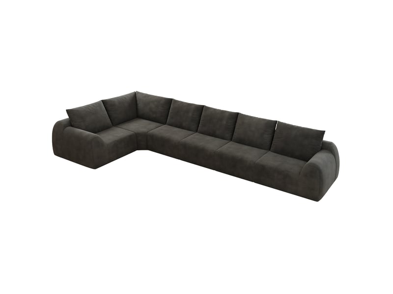  Canapé d'angle modenvie 6 places 401 x 200 x 85 cm en chenille gris foncé mousse haute élasticité  - Conforama A