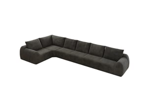 Canapé d'angle compressé panoramique fixe <strong>MODENVIE</strong> <strong></strong> 6 places Tissu gris foncé