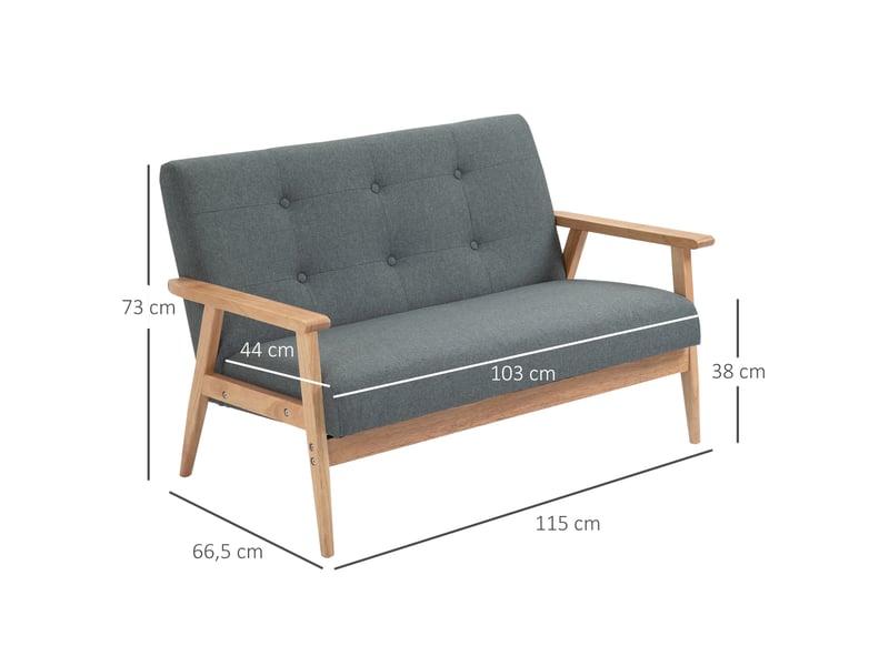  Canapé 2 places 115x66,5x73 cm compact gris foncé  - Conforama C