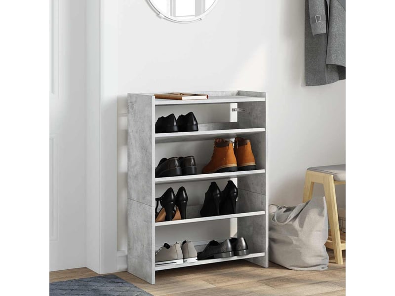  Meuble à chaussures, étagère à chaussures gris béton 60x25x62 cm bois d'ingénierie  - Conforama C