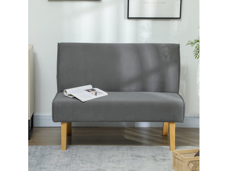  Canapé 2 places 110x62x85 cm sans accoudoirs polyester gris  - Conforama C