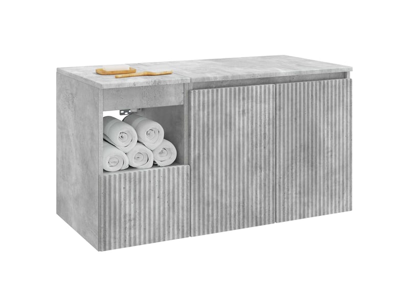  Ensemble de mobilier de salle de bain 2 pc gris béton cf64158  - Conforama C