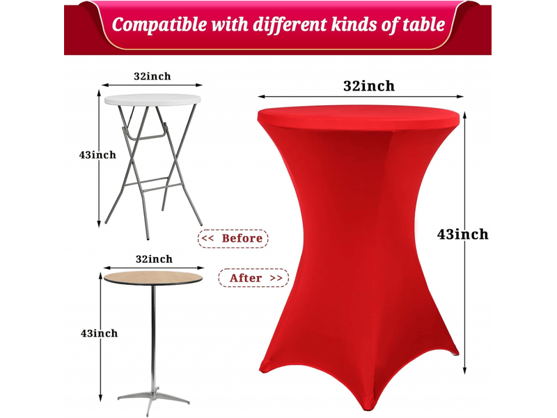  Housse de coussin - lot de 3 nappes cocktail extensibles à coins carrés, 80 x 110 cm, rouges, convenant aux tables hautes et aux tables rondes, parfaites pour l XLH-ZLS-009300ZLS - Conforama D