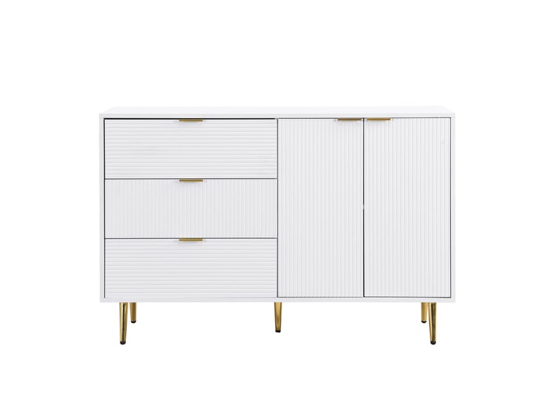  Buffet blanc, 3 tiroirs, 2 portes, rangement, design moderne, multifonctionnel, fonctionnel - mdf - 120x38x80.5cm  - Conforama B
