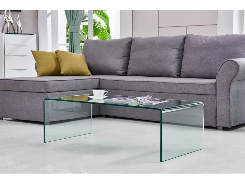  Table basse en verre trempé transparent 100 x 50 x 35 cm  - Conforama B