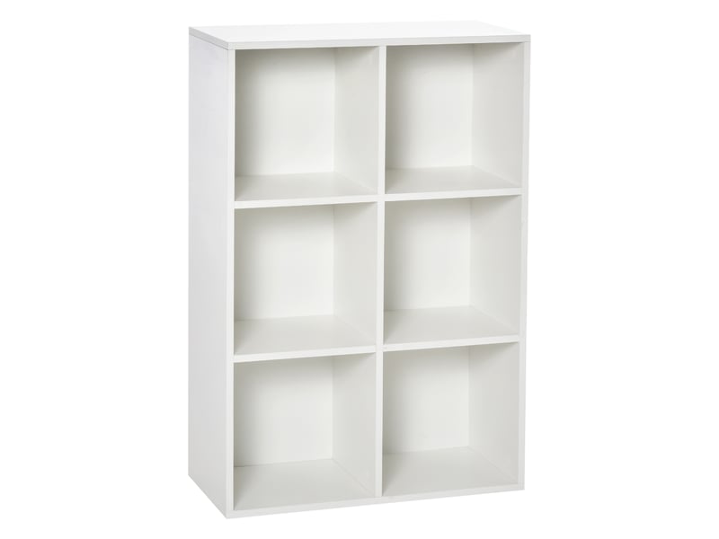  Étagère en bois à 3 niveaux avec 6 cubes de rangement pour salon, chambre, bureau, 65,5 x 30 x 97,5 cm, blanche  - Conforama A