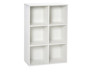 Étagère en bois à 3 niveaux avec 6 cubes de rangement pour salon, chambre, bureau, 65,5 x 30 x 97,5 cm, blanche