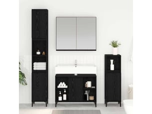 Ensemble de mobilier de salle de bain 3 pièces chêne noir cf64466