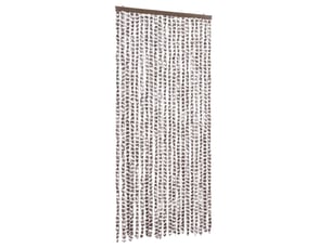 Rideau anti-mouches, moustiquaire taupe et blanc 90x200 cm chenille cf43583