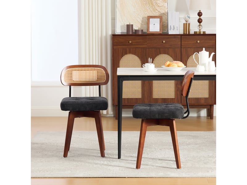  Lot de 2 chaises pivotantes 43x50x77 cm, rotation à 360°, coloris noir  - Conforama D