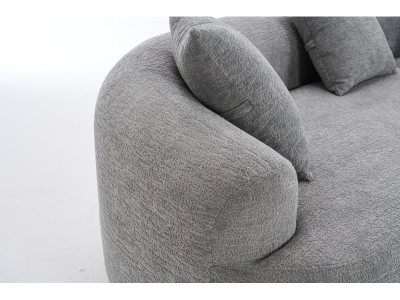 Canapé modulaire 4 places en chenille gris, courbé, compact, livré en carton, sans montage, pour salon et appartement - Conforama D