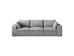 Canapé revêtement en tissu corduroy design à double couche housses de coussins amovibles sans montage teinte gris foncé